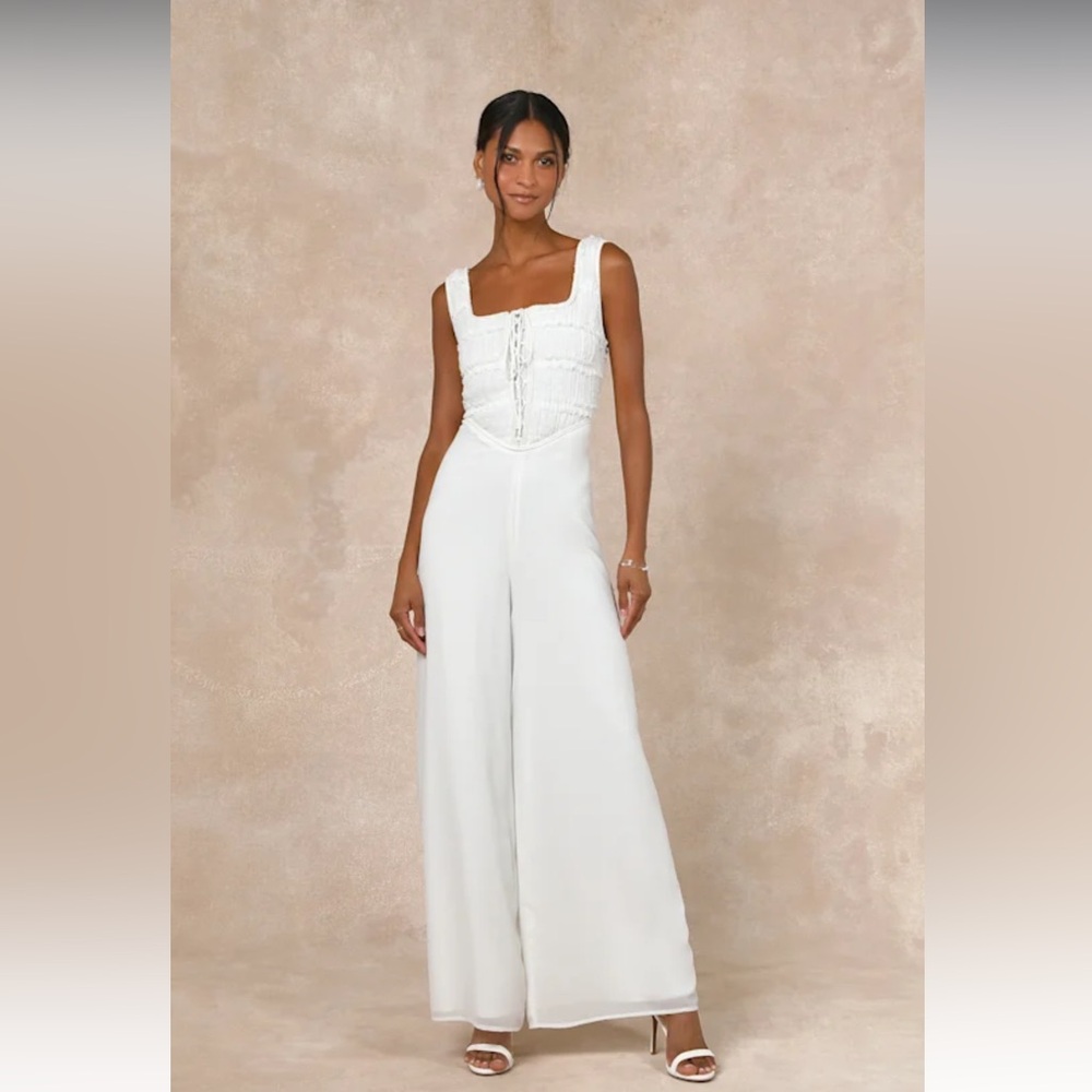 Lulu's Ivory Sleeveless Jumpsuit